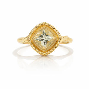 Anillo de Plata de Ley 925 con Aguamarina Amarilla, Corte Cojín, Engaste de Garras, Diseño de Cuerda, Minimalista, Chapado en Oro y Rodio - Product Image 4