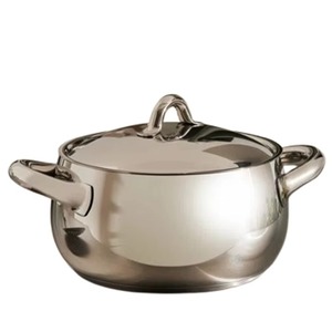 Stainless Steel Casserole Pot with <b>Lid</b> Round Hammered <b>Design</b> Durable Food Warmer <b>By</b> KRAFT WORLD - Product Image 2