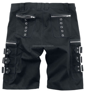 Pantalones Cortos Cargo Negros para Hombre, Cintura Media, Cierre de Cremallera, con Múltiples Bolsillos, Estilo Motero, Tejido 100% Algodón - Product Image 2