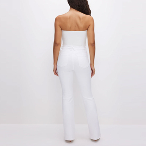 Jeans pour femmes coupe skinny taille moyenne en denim respirant, style Boyfriend, couleur claire - Product Image 2