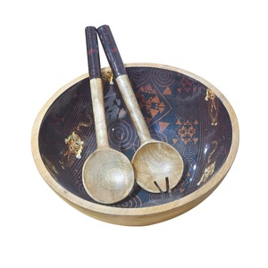 Tazón de Madera de Acacia de Diseño de Lujo, Último Diseño en Venta, Estilo Único, Tazón de Madera para Servir Ensaladas o Frutas con Cucharas - Product Image 5