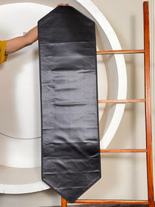 March Expo 2026 Hand Tooled Genuine Cowhide Leather <b>Table</b> <b>Runner</b> Designer Piece Black & White Checkered Pattern <b>Dining</b> <b>Table</b> Mat - Product Image 6