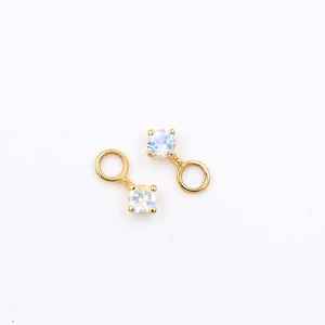 Tiny Rainbow Moonstone Charms 2.5mm Round Cut Dangles Huggie <b>Hoops</b> Necklace Bracelet <b>Belly</b> Ring Jewelry - Product Image 2