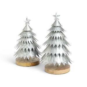 Metal Christmas <b>Tree</b> Set Tabletop Decor Red Star Top Traditional Style Indoor Pine Shape Durable <b>Artifical</b> <b>Tree</b> Small Size - Product Image 2