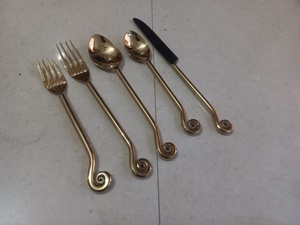 2021 Hot Selling High Quality Palm Tree Handle <b>Flatware</b> and Gold Teaspoon Cutlery Set - Product Image 6