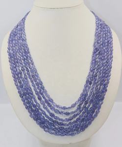 Nouveauté collier ovale lisse en tanzanite 7 brins fait à la main pour femmes perles de pierres précieuses minimalistes cadeau pour elle - Product Image 3