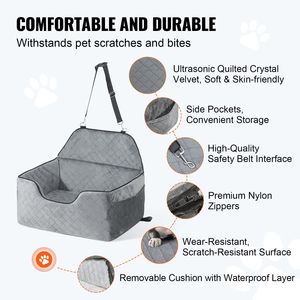 Siège auto pour chien avec poche de rangement, laisse de sécurité, rembourrage en éponge, transporteur et produit de voyage pour animaux de compagnie pour les déplacements en voiture - Product Image 3