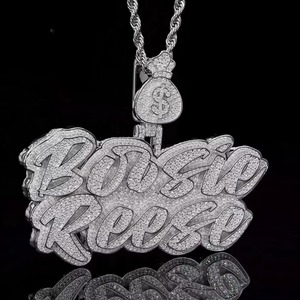 Iced Out Moissanite Letter <b>Name</b> Pendant 925 Silver Micro Pave Round Cut Luxury Charms Everyday Wear Hip Hop Pendant For Men's - Product Image 3