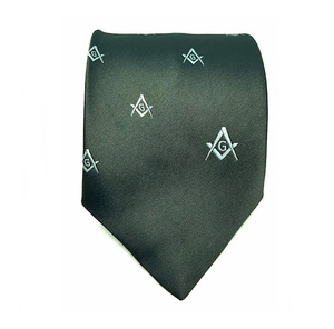 Cravate Maçonnique Premium Maître Maçon Compas Vert G Loge Bleue Formelle - Product Image 1