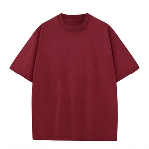 เสื้อยืดคอกลมแขนสั้นโอเวอร์ไซซ์สีชมพูสำหรับผู้ชายลำลองสีทึบผ้าคอตตอนพอดีตัว - Product Image 6
