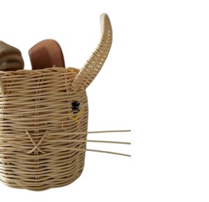 Cute Mouse Shaped Rattan <b>Basket</b> Woven Decorative Animal Storage Bin Kids Toy Blanket Clothes Laundry <b>Hamper</b> - Product Image 2