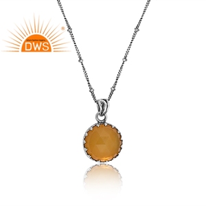 Best Quality Oxidized Sterling Silver Natural Yellow <b>Opal</b> Gemstone <b>Pendant</b> <b>Necklace</b> Custom Jewelry Manufacturer - Product Image 4