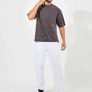 Nouvel Arrivage T-shirt Homme Personnalisé de Haute Qualité, Coupe Oversize, Délavé à l'Acide, 250 GSM, Style Vintage Décoloré, Uni - Product Image 3