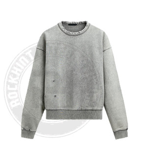 เสื้อฮู้ดดี้พรีเมียมลำลองสีพื้น ผ้าฝ้าย 100% สำหรับฤดูหนาว พิมพ์โลโก้ตามสั่ง มีกระเป๋าผ้าฟลีซ ล้างสีแบบแอซิดวอช แขนยาว สไตล์สตรีทแวร์ - Product Image 1