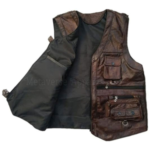 Winter Warm Men's Leather <b>Vest</b> Zipper Closure High Quality Quick Dry OEM Service Custom Outerwear Low MOQ 20 Pieces - Product Image 2