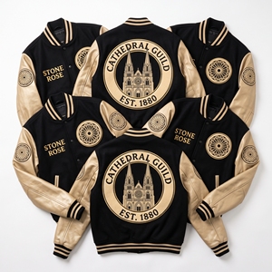 Chaqueta Varsity Personalizada OEM con Mangas de Cuero y Lana, Bordado de la Hermandad de Herbalistas, Parche Colgante de Hierbas, Abrigo Marrón - Product Image 4