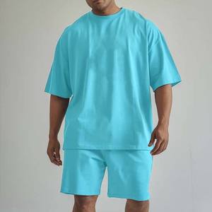 Ensemble de survêtement streetwear pour homme, en coton, été, 2 pièces, short et t-shirt oversize - Product Image 1