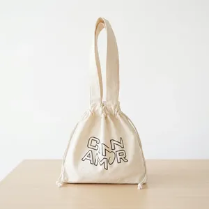 Sac fourre-tout en toile écologique avec logo personnalisé, pochette minimaliste en toile de coton, sac à main pour le shopping et l'emballage de cadeaux - Product Image 2
