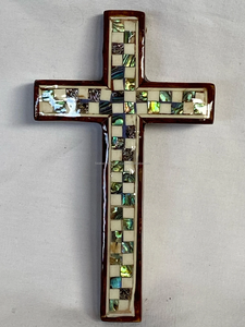 Premium MOP Inlay Cruz religiosa Artesanía de resina Medallón artesanal Regalos de vacaciones de Falak World Export - Product Image 2