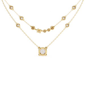 Collier unisexe en or jaune avec diamant de laboratoire taille brillant certifié IGI, bijoux de mariage vintage AMBER JEWELS Modèle T-2092 - Product Image 2