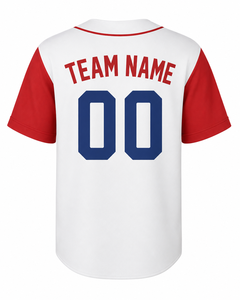 Maillot de baseball personnalisé pour homme, blanc et rouge, de qualité supérieure, avec boutons, uniforme d'équipe sportive - Product Image 2