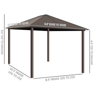 Gazebo 10x12 con Tetto Rigido, Tende e Zanzariere, Tetto Singolo e Pergola, Struttura in Alluminio, Padiglione Permanente con Supporto in Metallo - Product Image 3