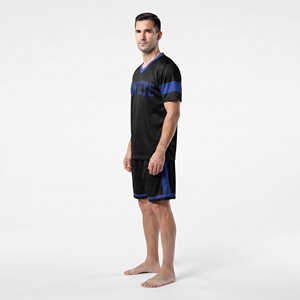 Camiseta de Fútbol para Hombre Hawk Eye, Cuello en V, Color Negro y Azul, Manga Corta, Uniforme Deportivo, Ajuste Atlético, para Todas las Temporadas - Product Image 4