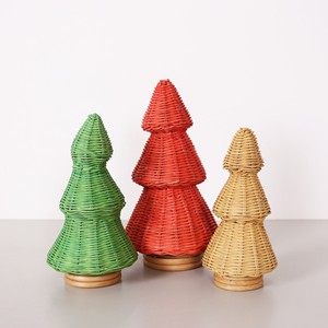 Wooden <b>christmas</b> ornaments rattan pine tree set handmade xmas trees for table top displays - Product Image 3