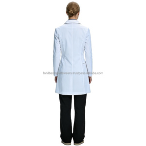 Bata de Laboratorio Blanca para Mujer, Manga Larga con Bolsillos, Algodón y Poliéster, Uniformes de Hospital, Color Personalizado OEM - Product Image 3