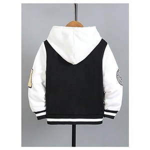 Veste universitaire pour garçons avec motif lettres, col color block, manches longues, style baseball, streetwear décontracté, confortable - Product Image 3
