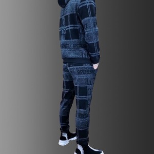 Conjunto Deportivo con Capucha a Cuadros para Hombre, Pantalones Largos con Bolsillos Laterales, Ropa Casual Transpirable, Estilo Otoñal - Product Image 2