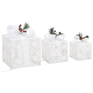 Coffret cadeau de Noël avec 3 guirlandes lumineuses de Noël en tissu blanc, petites, moyennes et grandes - Product Image 5