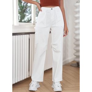 Pantalones vaqueros holgados de cintura alta Y2K para mujer, bolsillo con solapa, ajuste relajado, pierna ancha recta, lona XL, estilo Boyfriend, pantalones de moda - Product Image 2