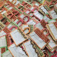 Sacs en jute et coton Gota Patti en gros avec poignée transparente, fermeture éclair, pour l'été, cadeaux de retour de mariage Diwali, faveurs de demoiselle d'honneur, fête