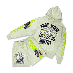 <b>Comfy</b> Lounge Wear <b>Hoodie</b> and Shorts Set for Men Street Style Customized Logo Printed <b>Hoodie</b> and Shorts Outfit for Men - Product Image 6
