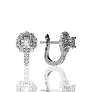 Boucles d'oreilles clous en moissanite et diamant, design cœur et nœud personnalisé OEM ODM, 6 mm, or jaune, or blanc, or rose, Glosbe - Product Image 3