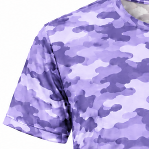 Camiseta Deportiva de Camuflaje Lavanda para Hombre, Manga Corta, Cuello Redondo, Estampado de Camuflaje, para Entrenamiento, Fitness, Running y Deportes - Product Image 3