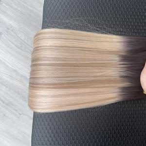 Precio al por mayor 100% Raw Virgin Vietnamese Human Lace Wig Weft Straight Ombre Ash Color Super Double Drawn Extensiones de cabello - Product Image 3