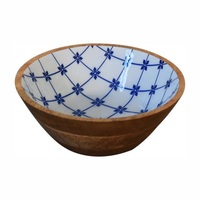 Bol de service en bois de manguier personnalisé en gros pour les fêtes, fait main, écologique, minimaliste, élégant, imprimé émail