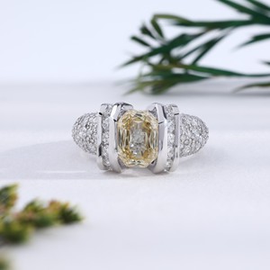 Luxury White Gold Yellow Radiant Cut Diamond Full Pave <b>Dome</b> Band Heavy Statement Cocktail <b>Ring</b> Unisex Fine Jewelry - Product Image 1