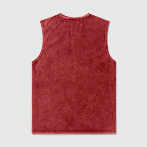 Men's Red Sleeveless Tank <b>Top</b> With <b>Metallic</b> Hand Print Street Style O-Neck Design - Product Image 2