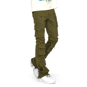 Jeans Homme Vintage Streetstyle Coupe Skinny Évasée Délavée et Déchirée, Design Personnalisé - Product Image 1