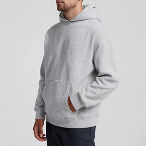 Sweat à capuche personnalisable pour homme, 100% coton, molleton éponge, sans cordon, hiver, écologique, coupe ample, uni, haute qualité - Product Image 5