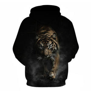 White Tiger Print <b>Animal</b> <b>Pattern</b> Casual Winter Wear Regular Fit <b>Knitted</b> Polyester Hoodie - Product Image 4