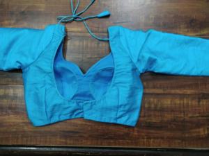 Womens Traditional Dupion Silk Padded Short Minimalist Blouse with Full Sleeves - Product Image 4