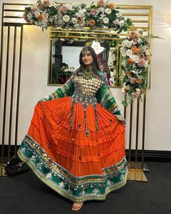 ชุดเดรสอัฟกันคุชีคุณภาพสูง สีและขนาดตามสั่ง ชุดอัฟกานี คอสูง แขนยาว ปักลายหนัก ชุดแต่งงานสำหรับผู้หญิง - Product Image 4