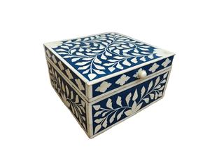 Calidad Premium Perfect Blue Bone Inlay Jewelry Bone Inlay Box Paquete de joyería Cajas de anillos personalizadas Joyero BY HF CRAFTS - Product Image 4
