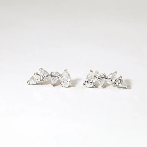 ต่างหูเพชรทรงหยดน้ำรูปทรงลูกแพร์ ทองคำขาว ดีไซน์แบบคลัสเตอร์ - Product Image 3