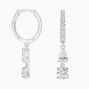 Pendientes de Aro Redondos y con Corte de Pera con Moissanita, Diseño Encantador para Compromiso Femenino - Product Image 1