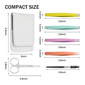 Juego de Pinzas para Cejas de Acero Inoxidable Moderno con Tijeras y Cepillo, 4 Colores, Punta Puntiaguda, Duradero para un Aseo Preciso - Product Image 2